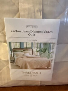 Full/Queen Diamond Stitch Cotton Linen Quilt Khaki - Threshold - Picture 1 of 4