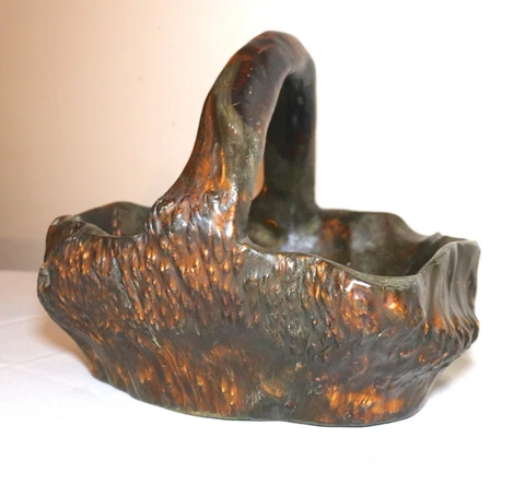 vintage hand carved burl wooden wood Chinese centerpiece flower basket root Cover