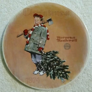 8" Norman Rockwell Christmas Scotty Gets His Tree Collectors Plate Ridgewood - Picture 1 of 5