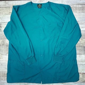 Natural Uniforms Scrub Jacket Top Green Button Up Long Sleeve Size L - Picture 1 of 8