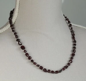 GARNET NUGGET NECKLACE ~ STERLING SILVER 19" IN LENGTH - Picture 1 of 3