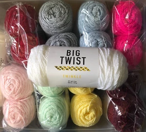 Lot of 2-BIG TWIST TWINKLE YARN 6 OZ EA-Acrylic- SOON TO BE GONE - Picture 1 of 25