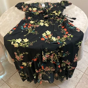 Indulge Womens Black Floral Ruffled V Neck Sleeveless fit & Flare Dress Size 3X - Picture 1 of 11