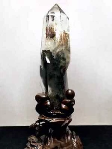 6,35 Pfund Top natürlicher Phantom Geist Quarz Kristall Punkt Turm Energie + Ständer - Bild 1 von 5