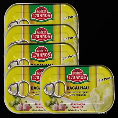 5 Ramirez Portuguese Bacalhau Cod Fish in Olive Oil with Garlic cans 600g 21.1oz - image 1 of 4
