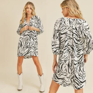 Daria Animal Print Loose Fitting Dress - Picture 1 of 7