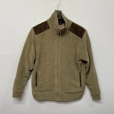 Sak Fifth Avenue Men Full Zip Sweater Jacket Size Medium Elbow Patch  M238 -26 - Image 1 of 4