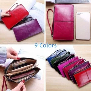 Large Capacity Leather Wallet Ladies Long Purse Phone Card Holder Case Clutch UK - Picture 1 of 19