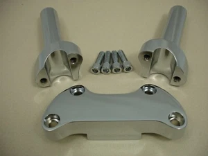 RISER SET 4 1/2" STRAIGHT RISE 1" HANDLEBAR FRONT SKIRT TOP CLAMP HARLEY CHROME - Picture 1 of 5