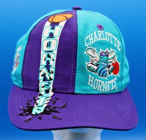 Charlotte HORNETS Vintage Logo7 Logo Through Lid Snapback Hat Cap NBA - Picture 1 of 9