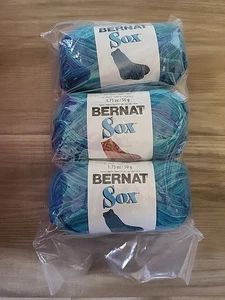 (3) 1.75oz Bernat Sox Sock Yarn 50008 SURFS UP ! 60%Acrylic/40% Nylon NEW! - Picture 1 of 5