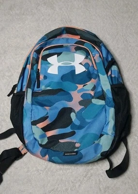 Under Armour UA School Backpack Blue Camo 19" X 14" Lightweight  - Image 1 of 4