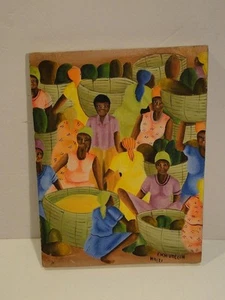 Obra de arte original de 9x12" de Haití por Emm Valcin pueblo de arte haitiano - Imagen 1 de 6