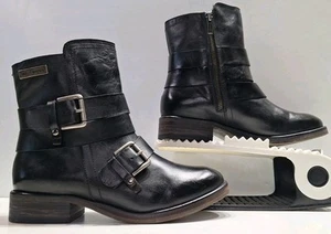 Harley Davidson Damen schwarz Leder 2-Schnallen Reißverschluss Gr. 7,5 (23,8 cm) #83840 - Bild 1 von 12