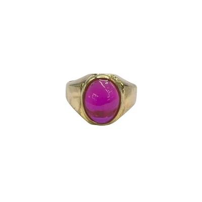 9ct 9K Yellow Gold Created Cabochon Pink Ruby Men’s Ring Size V. Brand New - Image 1 of 4