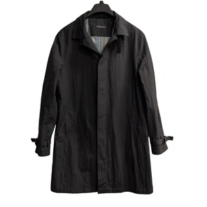 John Varvatos Trench Coat Mens 42R Black Rain Jacket Classic Career Office - Picture 1 of 7