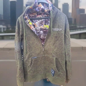 Ecko Unlimited Rawthentic Reversible Vintage Hoodie Y2K Full Zip Rare Grunge Xl - Picture 1 of 7