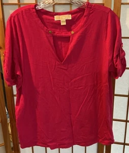 Michael Kors keyhole vneck bright pink top size L - Picture 1 of 3