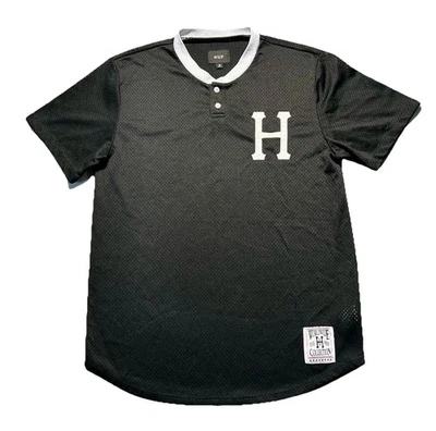 Camiseta de béisbol HUF Crackerjack negra malla media poliéster ropa de calle Foto 1 de 4