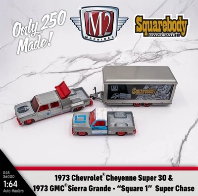 M2 MACHINES 73 CHEVY CHEYENNE 30  & 73 GMC SIERRA SQUAREBODY SYNDICATE RAW CHASE - Image 1 of 4