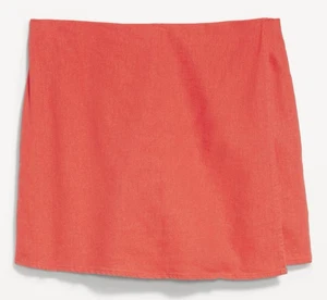 Old Navy Womens Large High-Waisted Faux-Wrap Coral Linen-Blend Skort NWT! A291 - Picture 1 of 5