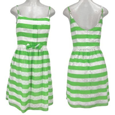Vestido de verano para mujer Lilly Pulitzer Antonia a rayas verde/blanco talla 2 forrado completo Foto 1 de 4
