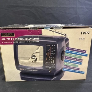 Mini TV GPX TVP7 AM/FM Portable Television Black & White 5” 3-Way Power NIB - Picture 1 of 9