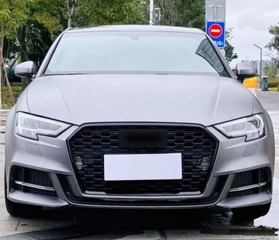 适用于奥迪 2017 - 2018 - 2019 年 2020 A3 S3 RS3 风格黑色前蜂窝格栅 — 第 1/4 张图片