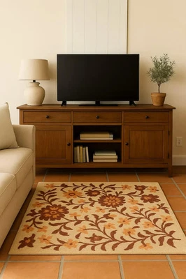 Hand Tufted Wool Floral Rug - Image 1 of 4