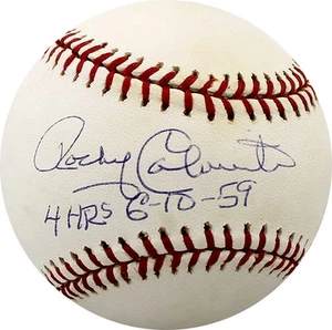 Baseball Rocky Colavito firmato autografato AL scritta 4 HR 6-10-59 PSA - Foto 1 di 2