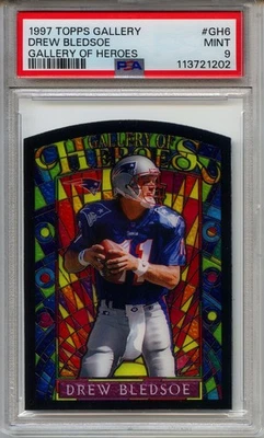 DREW BLEDSOE 1997 TOPPS GALLERY OF HEROES #GH6 PSA 9 MINT! STAINED GLASS! POP 11 - Image 1 of 4