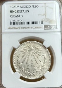 1923 M Mexico Un Peso Silver Peso NGC UNC 1 Peso - Picture 1 of 2