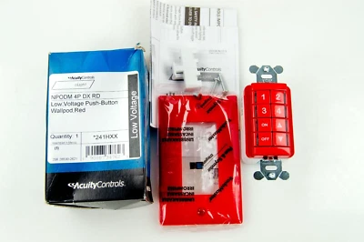 nLIGHT Acuity NPODM-4P-DX-RD Wallpod 8-button Red LV CAT5 Wall Station W/Box - Image 1 of 4