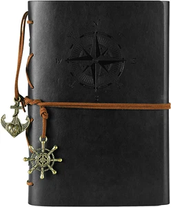 Leather Journal Notebook, Vintage Spiral Notebook Refillable Daily Planner - Picture 1 of 12