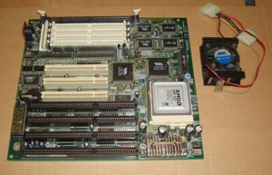 Vintage motherboard Rhino 12 with AMD K6 200Mhz CPU Socket 7 + cooler - Afbeelding 1 van 5