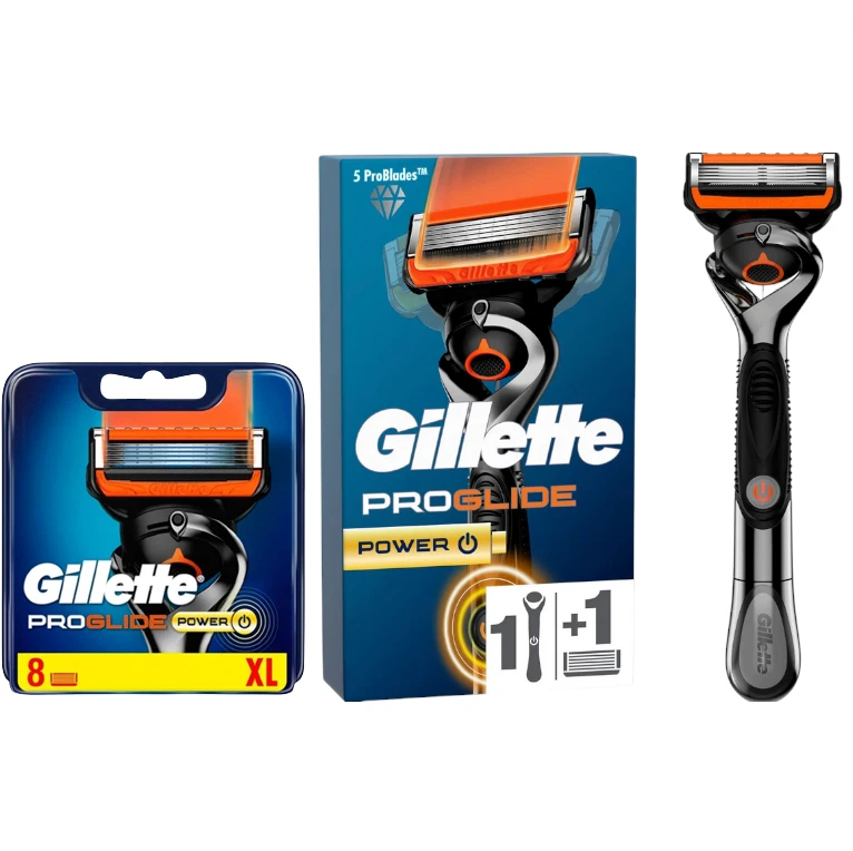 9 lamette da barba Gillette ProGlide Power + rasoio Flexball nuove e confezione originale - Immagine 1 di 1
