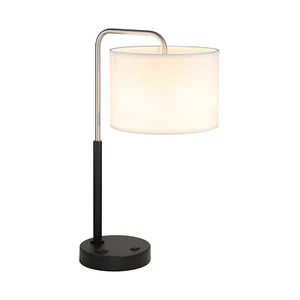 Bedside Table Lamp Modern Bedroom Desk Lamp with USB Port Brushed Nickel - Picture 1 of 7