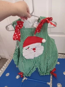 Bailey Boys Vintage Infant Romper Santa 12 Month Ruffle In Back Christmas - Picture 1 of 14