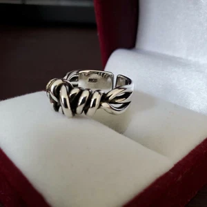 925 Sterling Silver Plated Vintage Love Knot Tangled ring Adjustable size - Picture 1 of 6