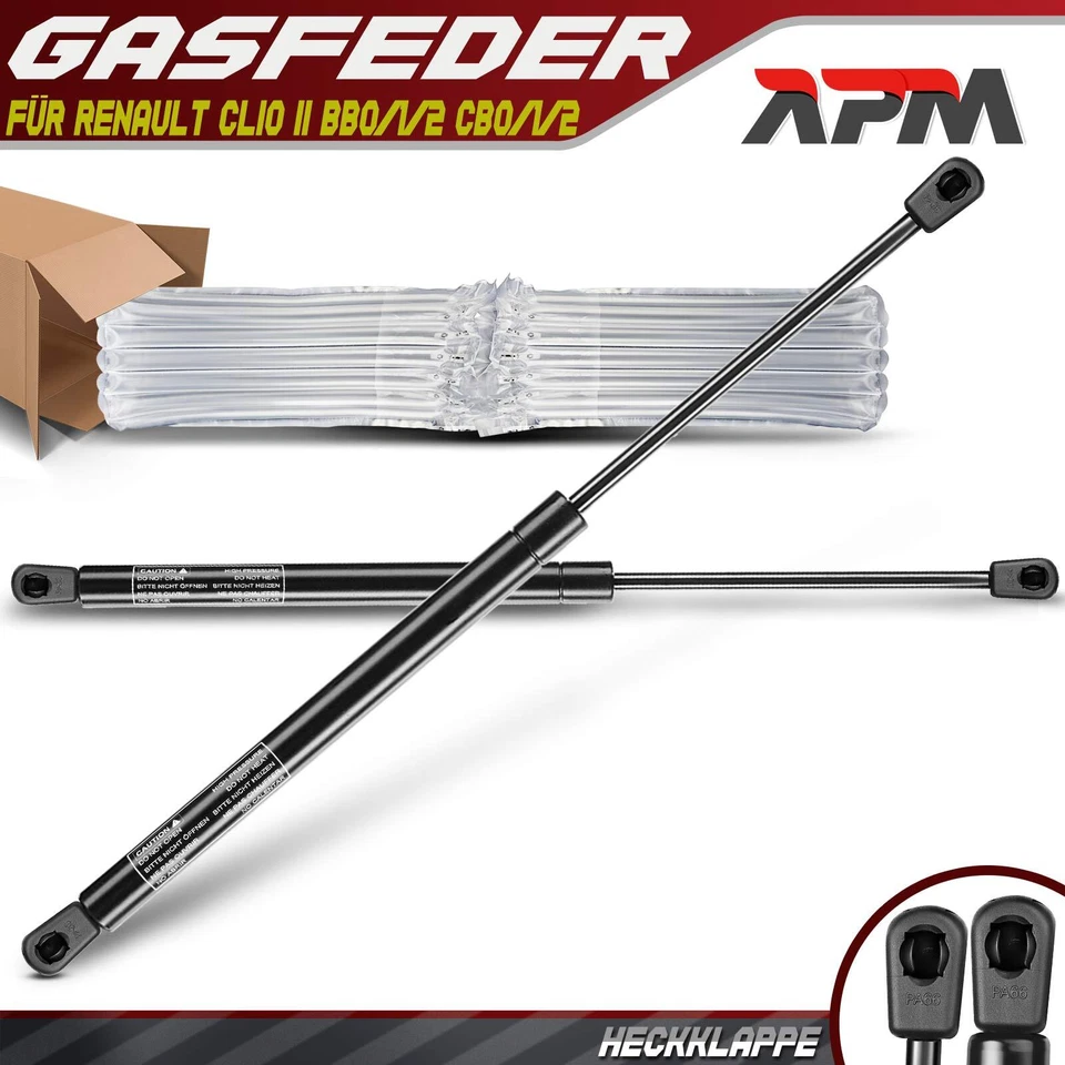 2x Gasfeder Heckklappe Dämpfer 412mm 340N für Renault Clio II BB0/1/2 CB0/1/2