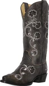 Silver Canyon Womens Western Cowgirl Cowboy Leather Boots, 9 US - Black/Black