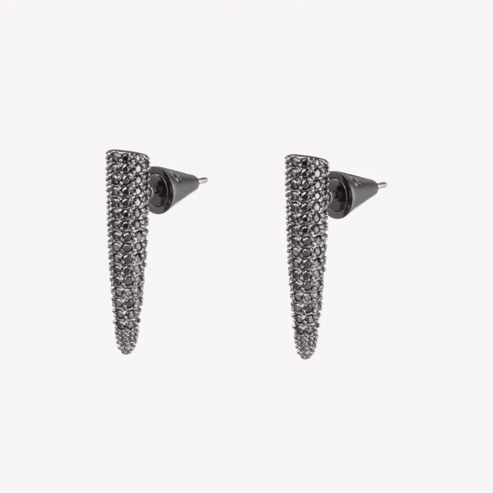 Eddie Borgo Blackened Silver Pave Crystal Mini Spike Earrings 1" $150 NWT - Image 1 of 4