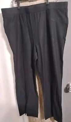  Calça Crepe Feminina Wynnelayers Malha com Fenda Frontal Preta Tamanho 1X Nova - Imagem 1 de 4