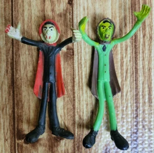 Set of 2 – Vintage 80’s – Bendy Monster Flexy Halloween Creeps – Used – Vampires - Picture 1 of 2