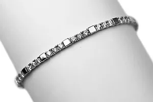 925 Sterlingsilber traditionelles RD3,0 mm hochwertiges CZ Tennisarmband 7,25" - Bild 1 von 3