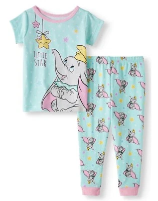 NWT Baby Girl's Snug Fit 2 Pc Pajama Set Disney's Dumbo Short Sleeve Long Pants - Image 1 of 4