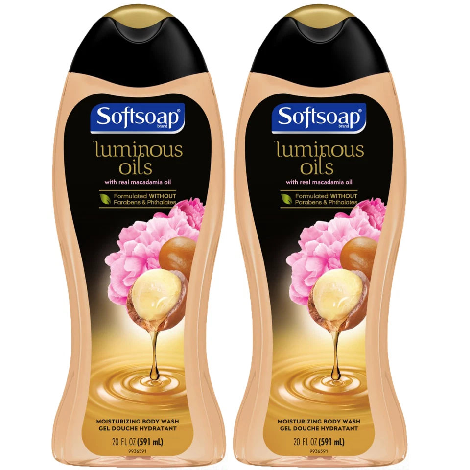 9 X Softsoap Moisturizing Body Wash Luminous Oils Macadamia Oil Peony 20 Oz 180