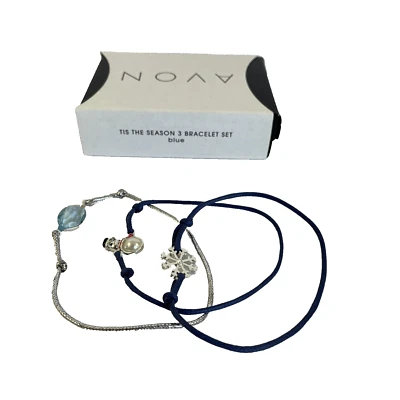 Nuevo conjunto de pulsera elástica Avon 'Tis The Season 3 nuevo en caja muñeco de nieve copo de nieve Foto 1 de 4