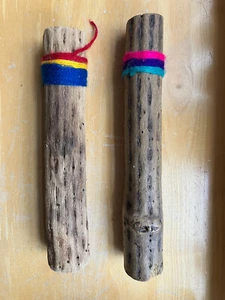 Vintage Cactus Rainsticks Shakers Musical Rain Maker Sticks LOT OF 2 10" and 11" - Picture 1 of 4