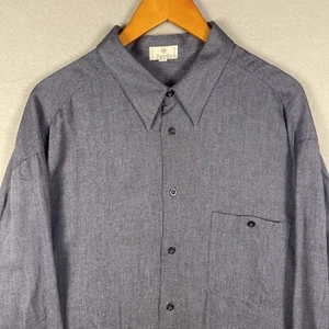 Zanella Shirt Men’s 2XL Blue Rayon Heavy Weave Classic Made in Italy DESIGNER - Picture 1 of 7